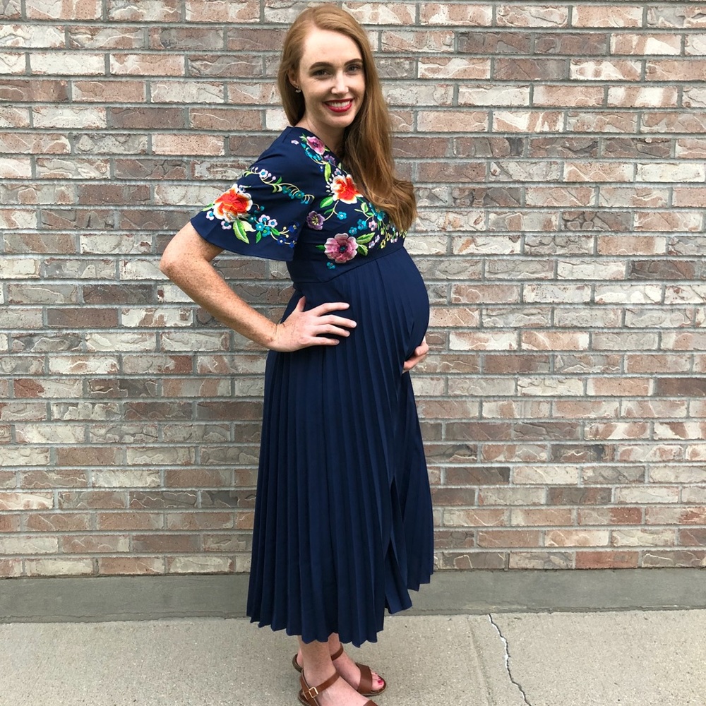 Gorgeous Blue ASOS Maternity Embroidered Dress